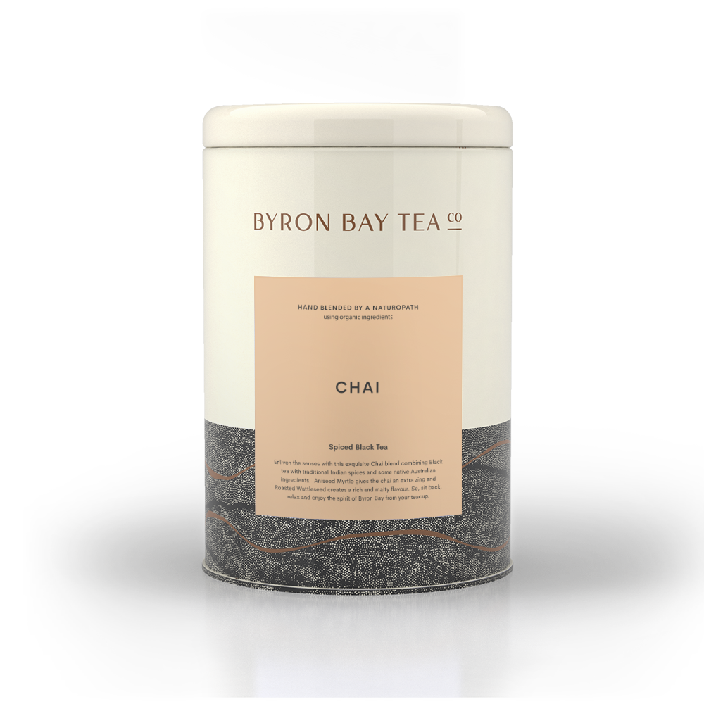 Empty Labelled Tin Chai – Byron Bay Tea Company