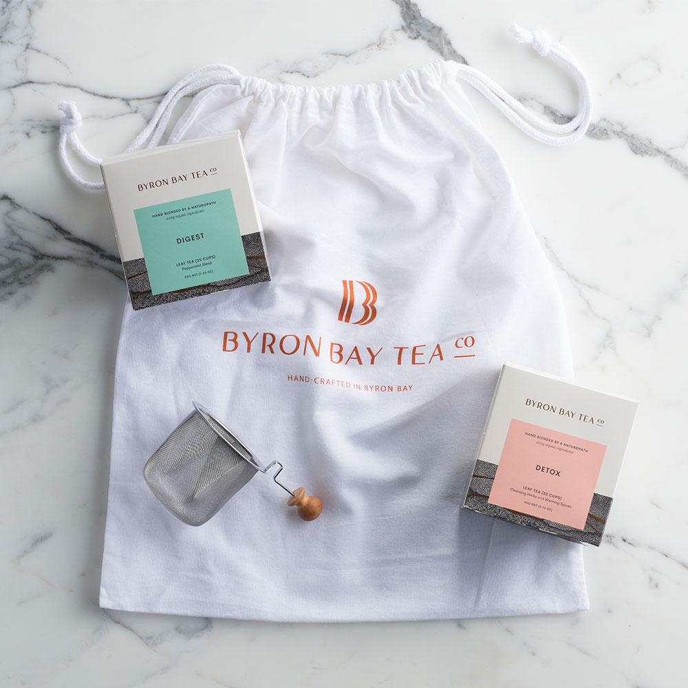 Tea Time - Two Box Gift Pack with Tea Infuser and Large Tote Bag Gifts Byron Bay Tea Company 