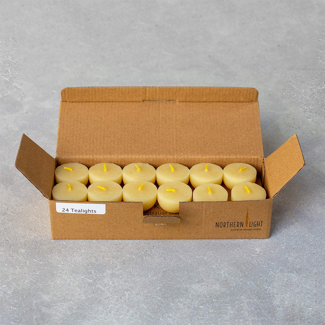 Beeswax Tealight Candles 24-pack